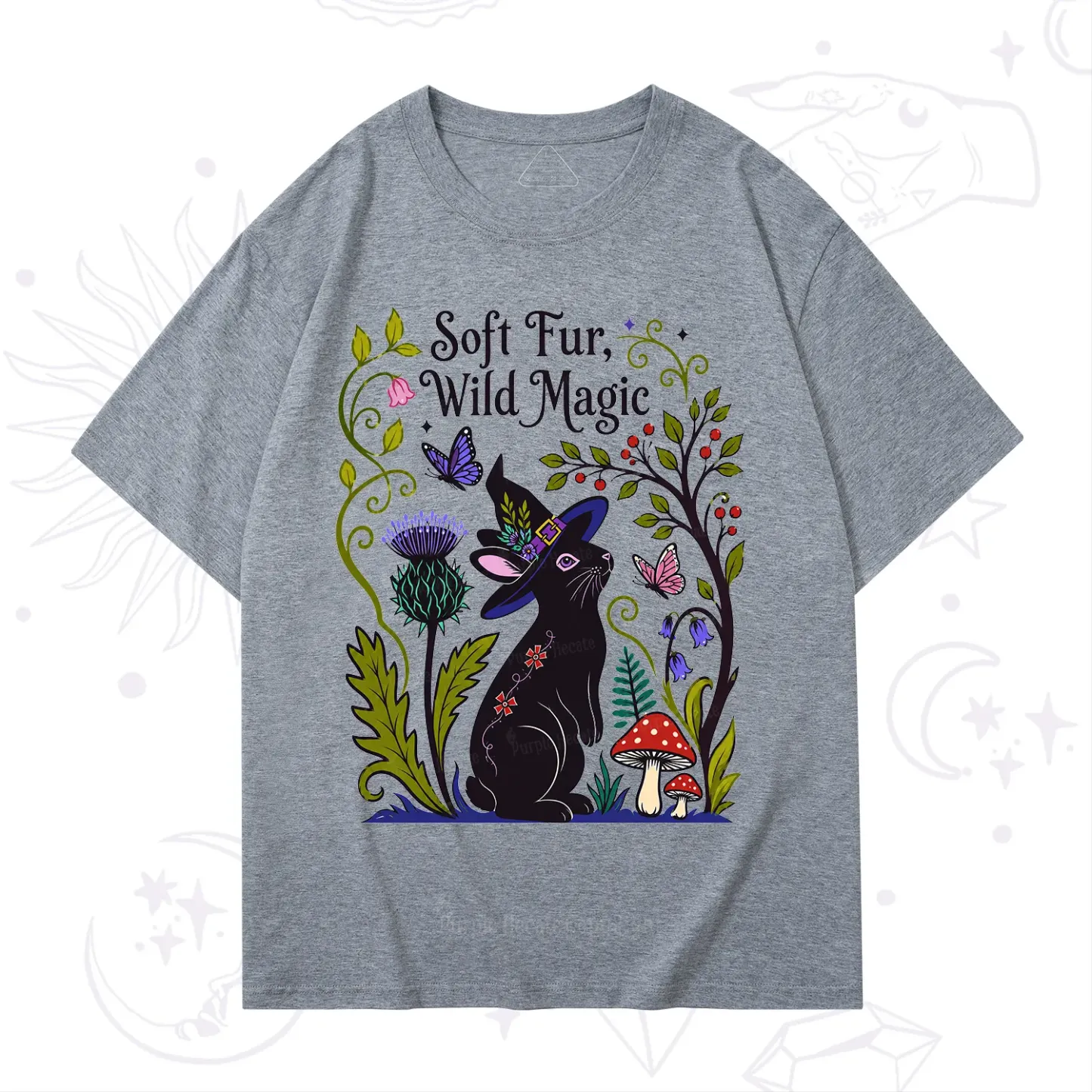 Purplehecate Soft Fur Wild Magic Black Bunny T-Shirt