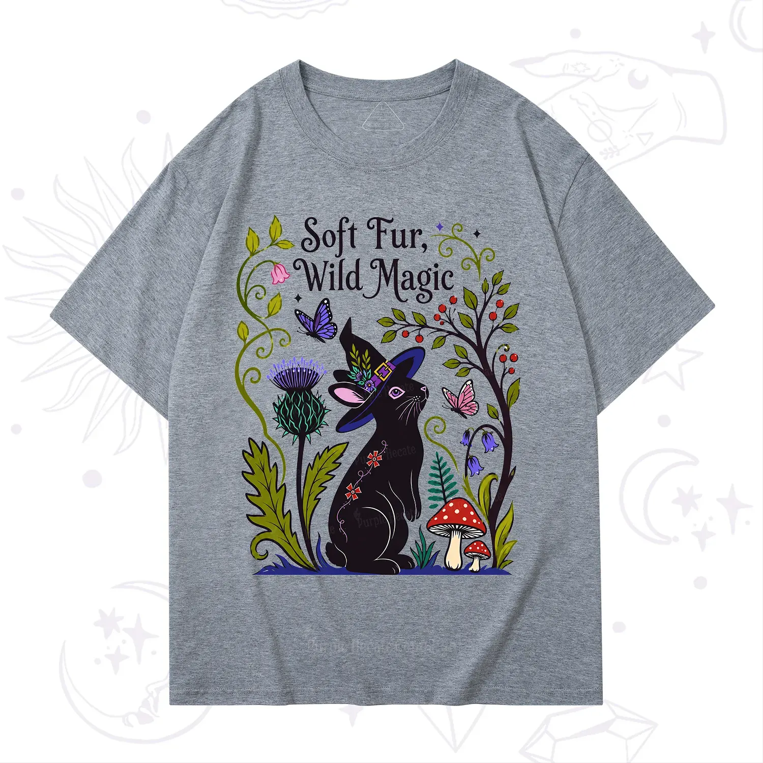 Purplehecate Soft Fur Wild Magic Black Bunny T-Shirt