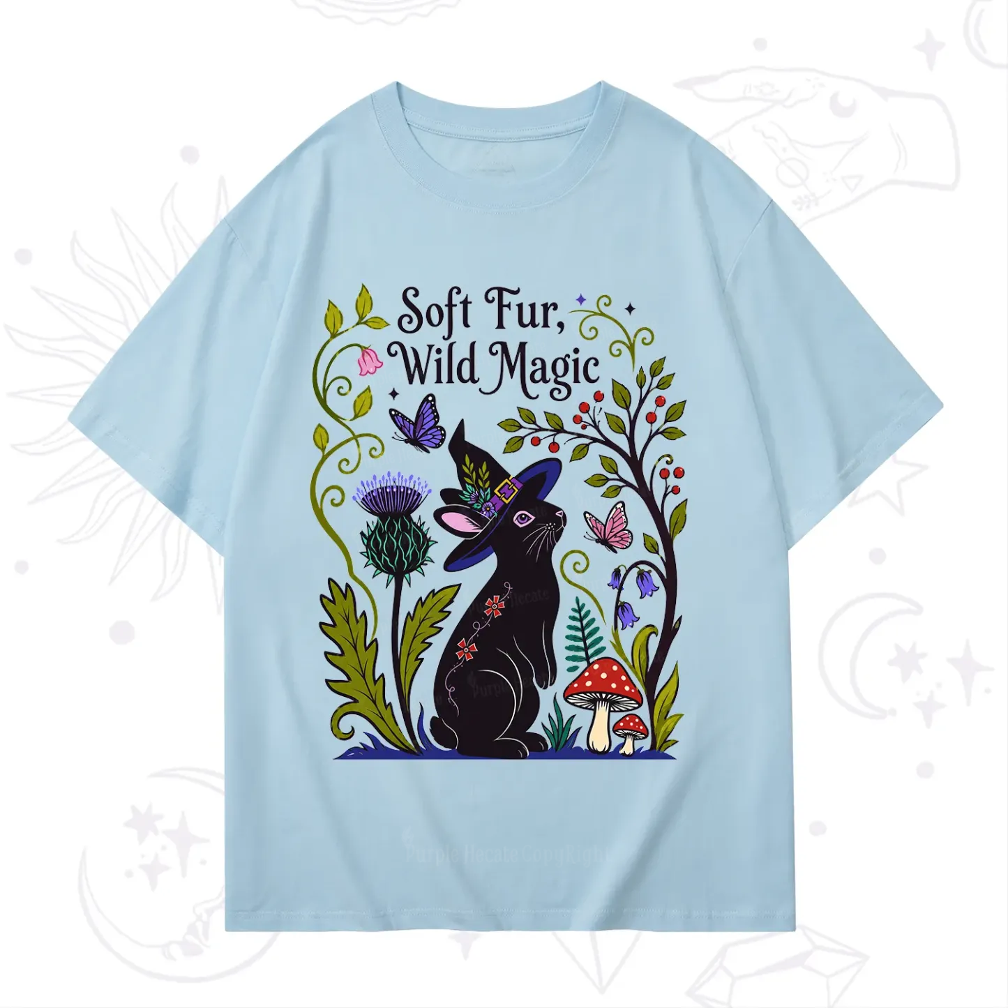 Purplehecate Soft Fur Wild Magic Black Bunny T-Shirt