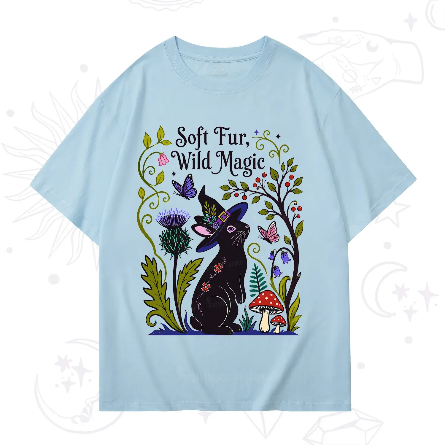 Purplehecate Soft Fur Wild Magic Black Bunny T-Shirt