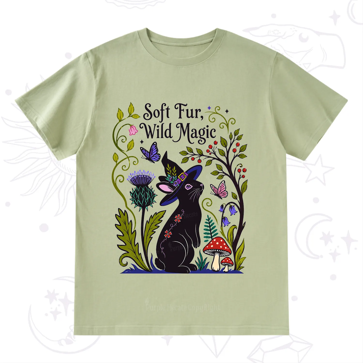 Purplehecate Soft Fur Wild Magic Black Bunny T-Shirt