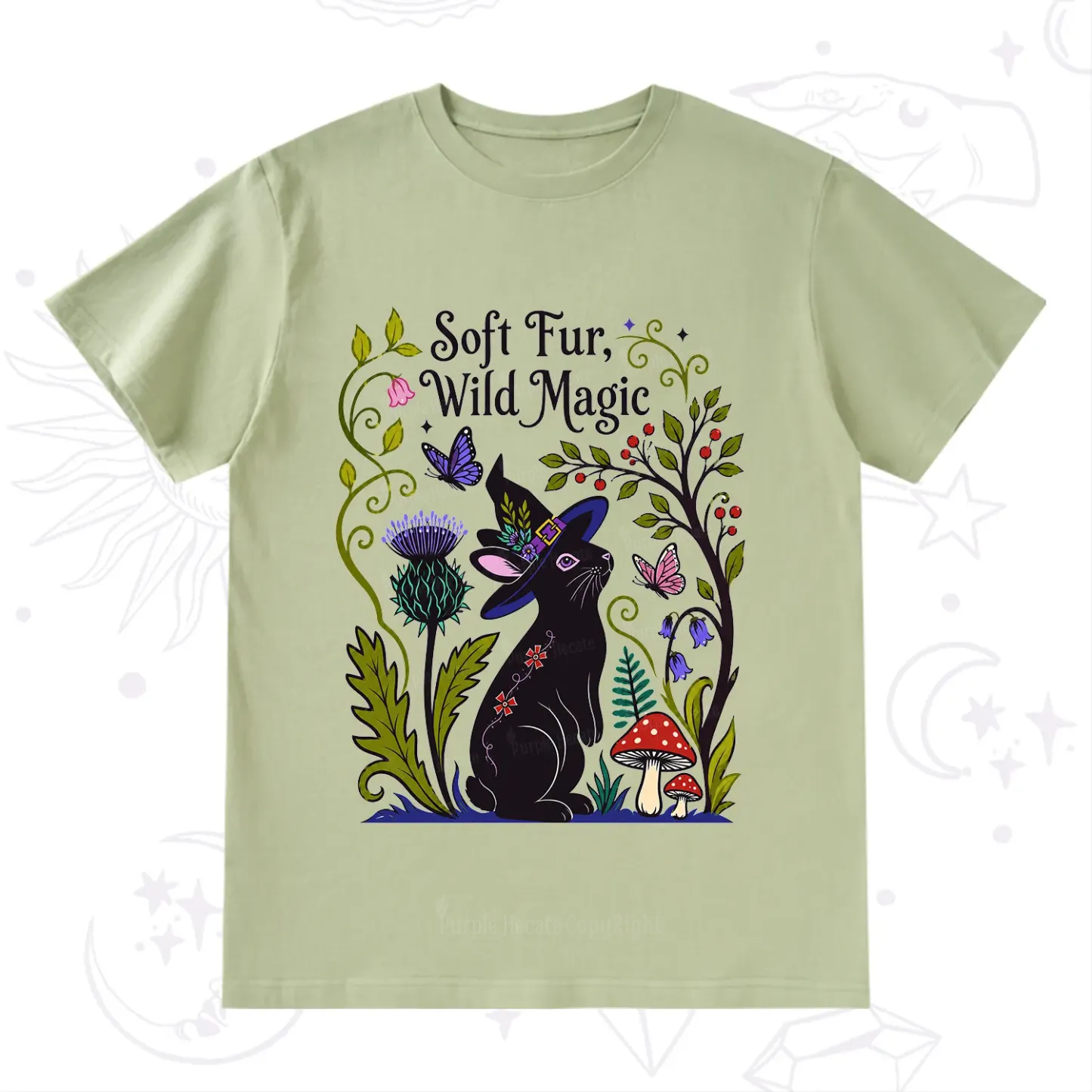 Purplehecate Soft Fur Wild Magic Black Bunny T-Shirt