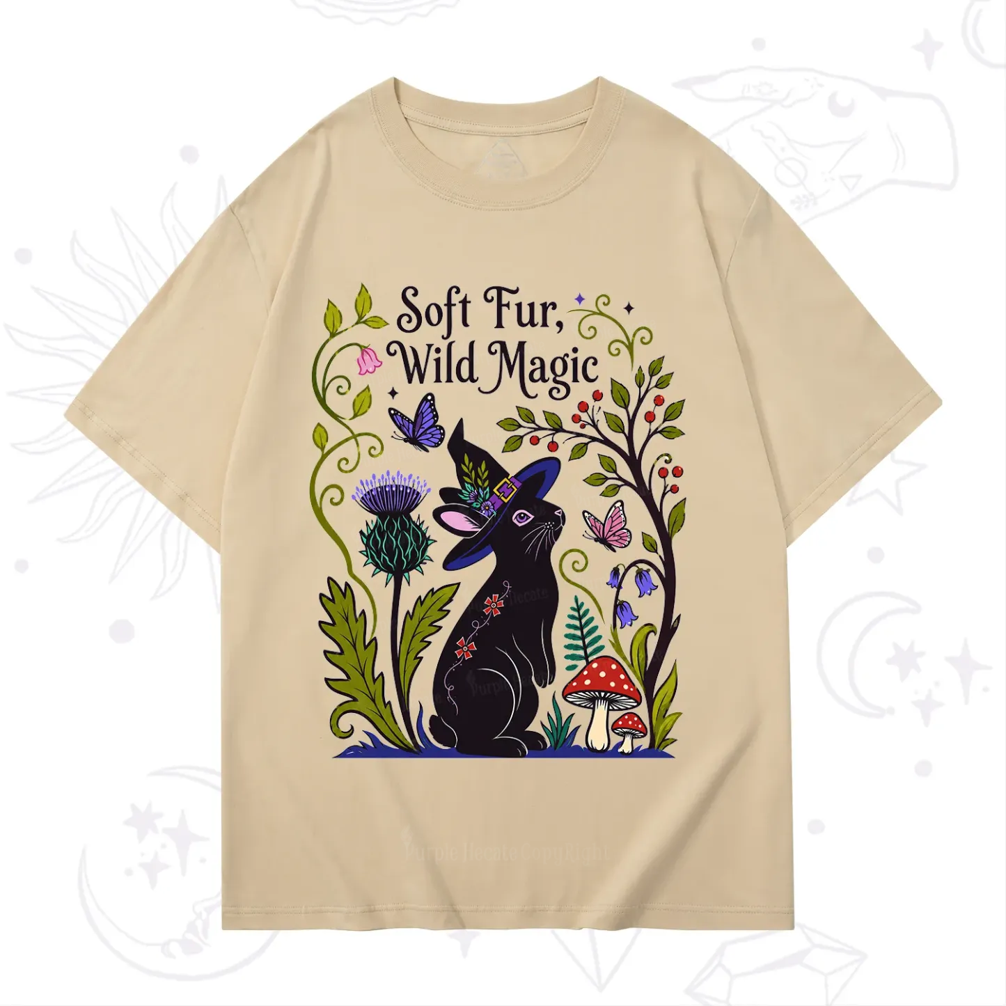 Purplehecate Soft Fur Wild Magic Black Bunny T-Shirt