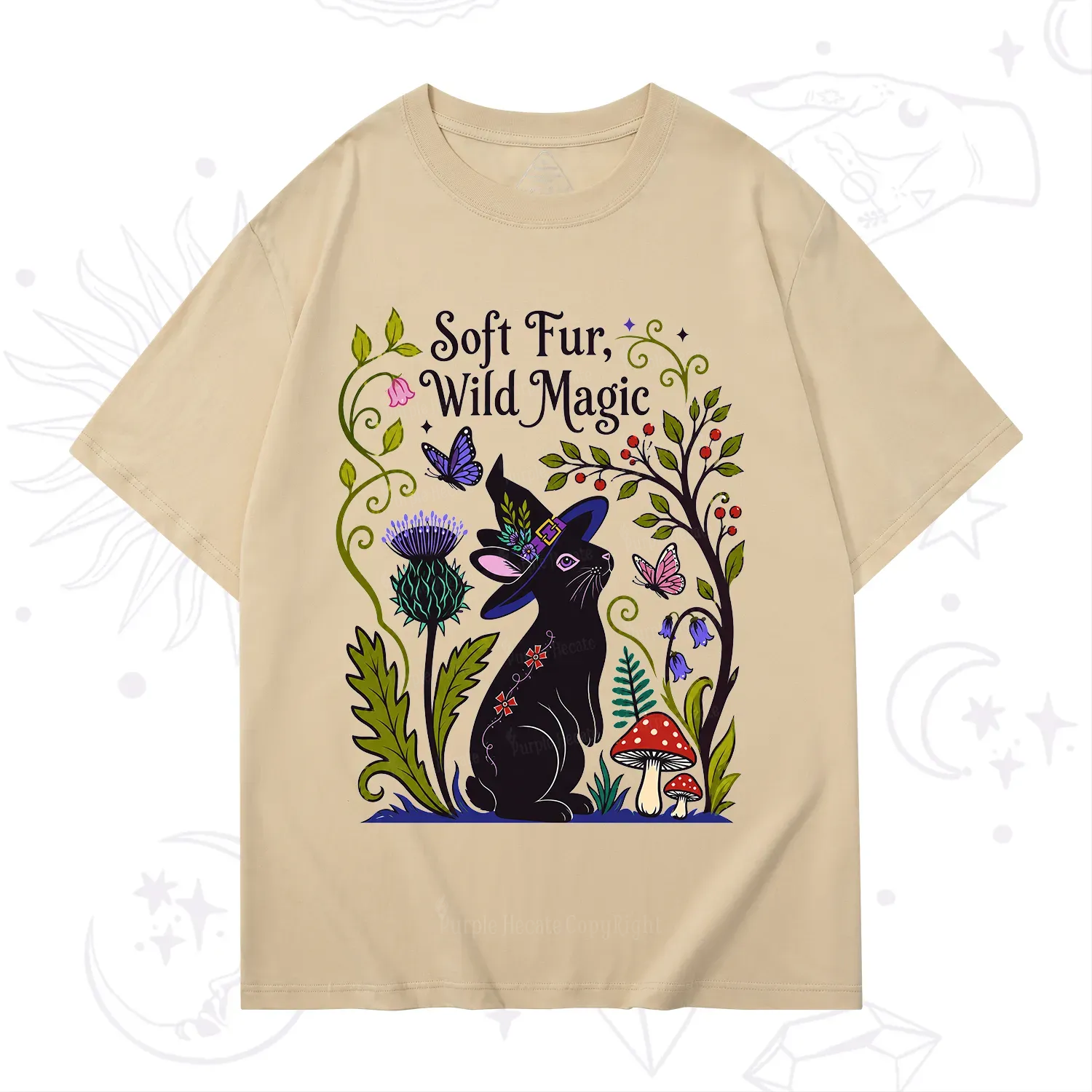 Purplehecate Soft Fur Wild Magic Black Bunny T-Shirt