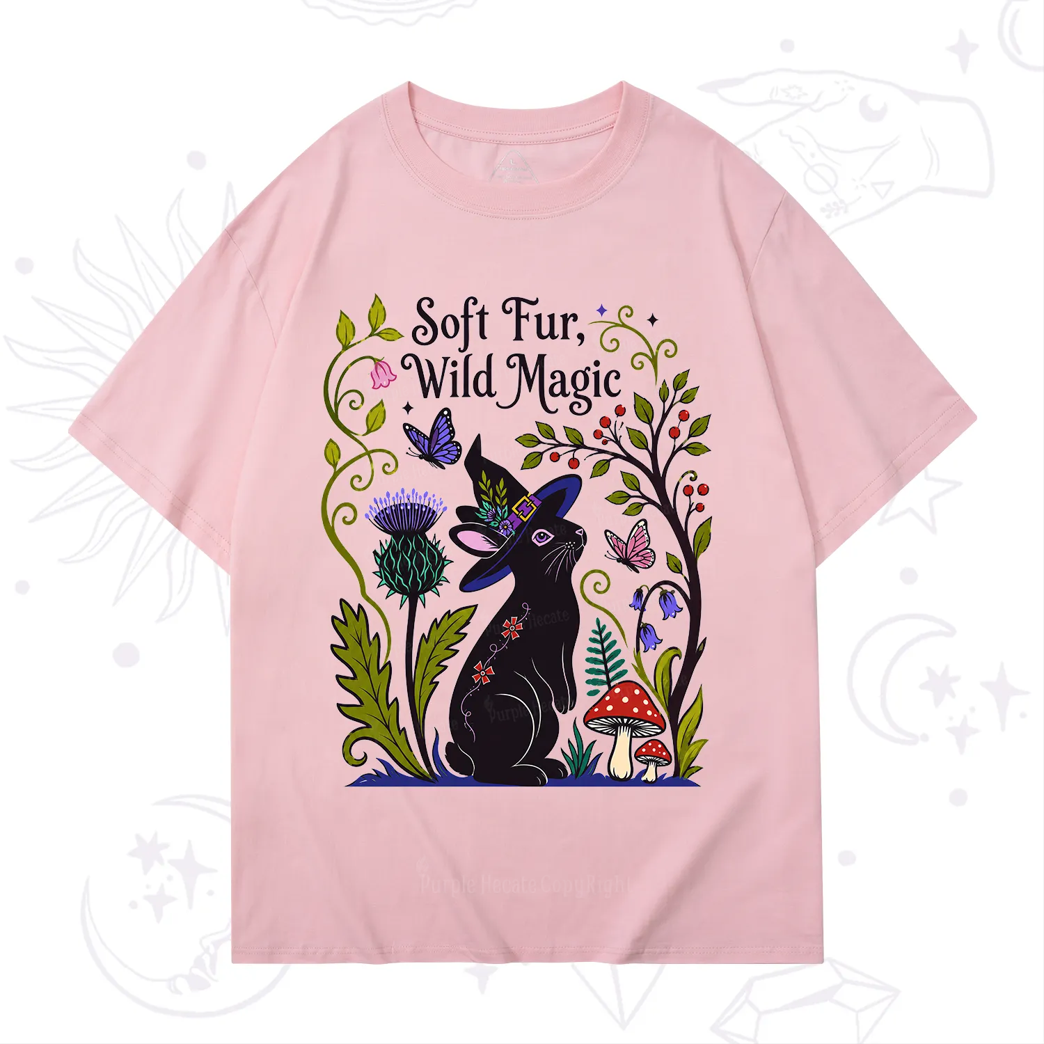 Purplehecate Soft Fur Wild Magic Black Bunny T-Shirt