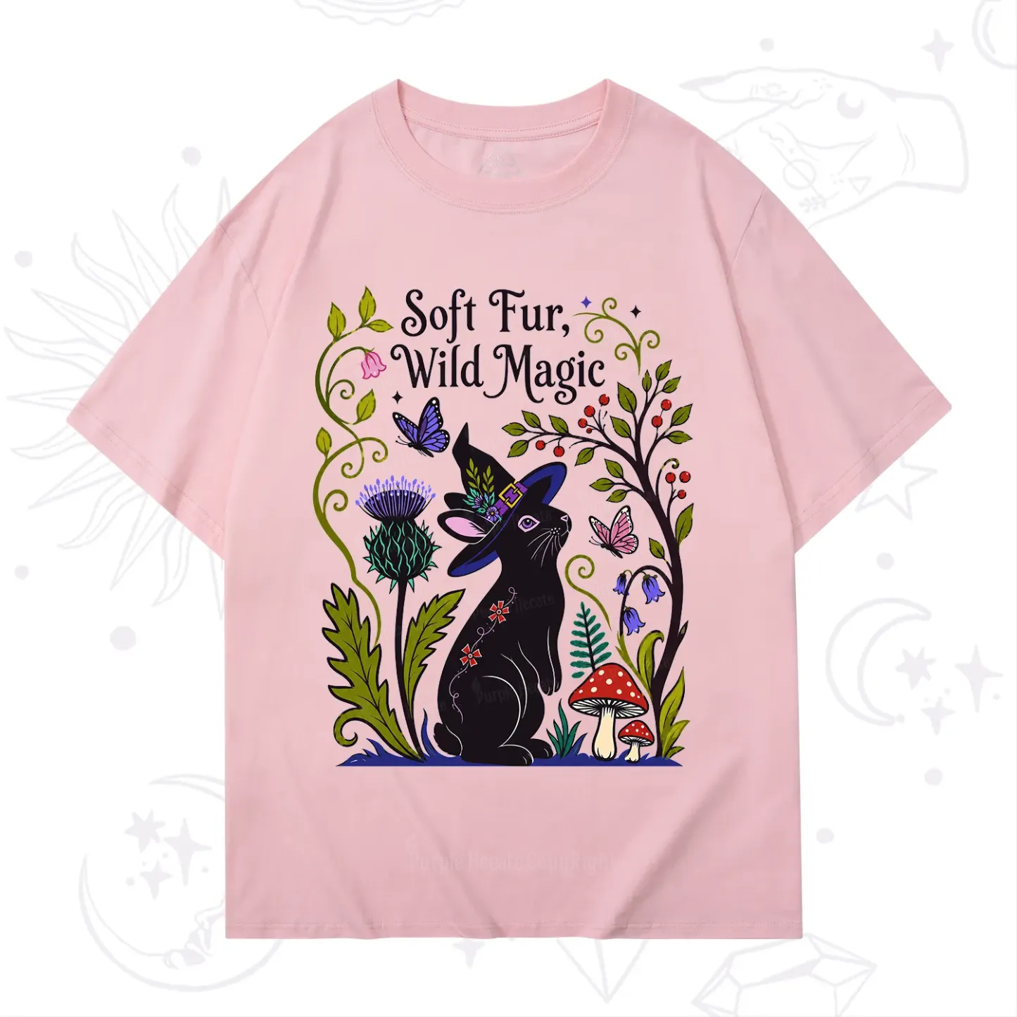 Purplehecate Soft Fur Wild Magic Black Bunny T-Shirt