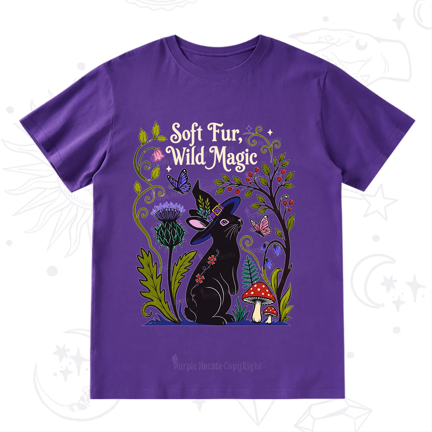 Purplehecate Soft Fur Wild Magic Black Bunny T-Shirt