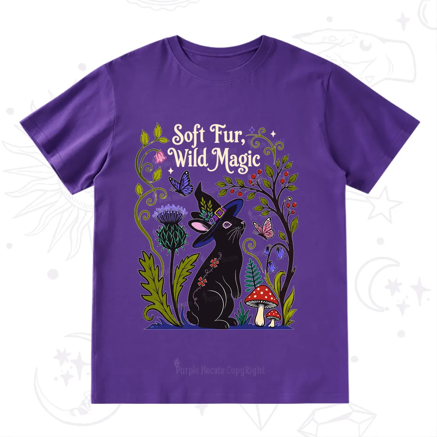 Purplehecate Soft Fur Wild Magic Black Bunny T-Shirt