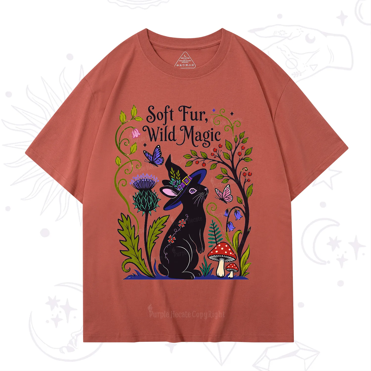 Purplehecate Soft Fur Wild Magic Black Bunny T-Shirt