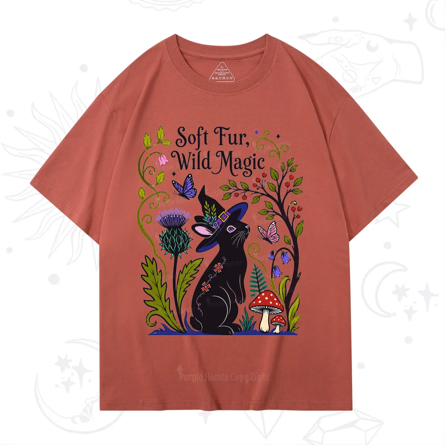 Purplehecate Soft Fur Wild Magic Black Bunny T-Shirt