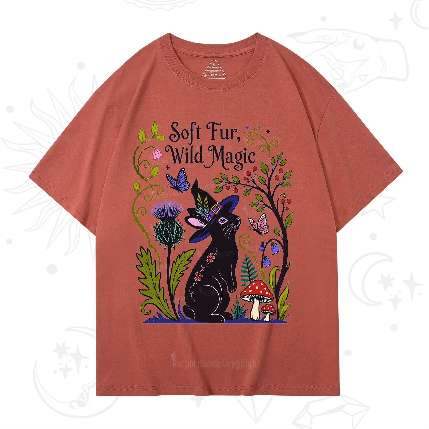Purplehecate Soft Fur Wild Magic Black Bunny T-Shirt