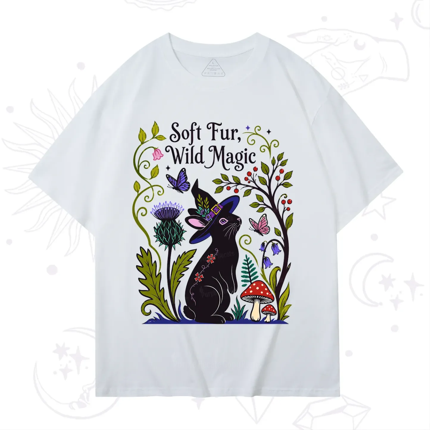 Purplehecate Soft Fur Wild Magic Black Bunny T-Shirt