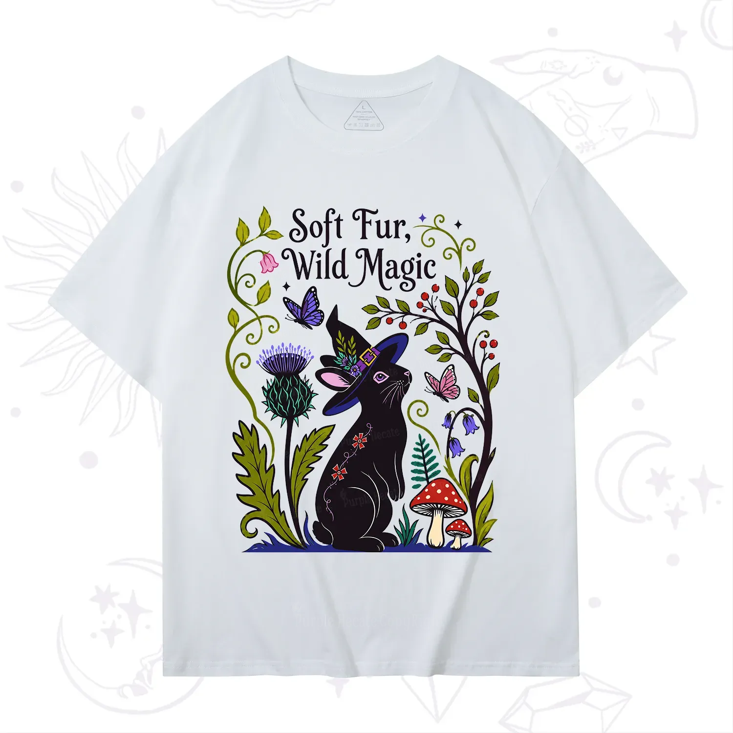 Purplehecate Soft Fur Wild Magic Black Bunny T-Shirt