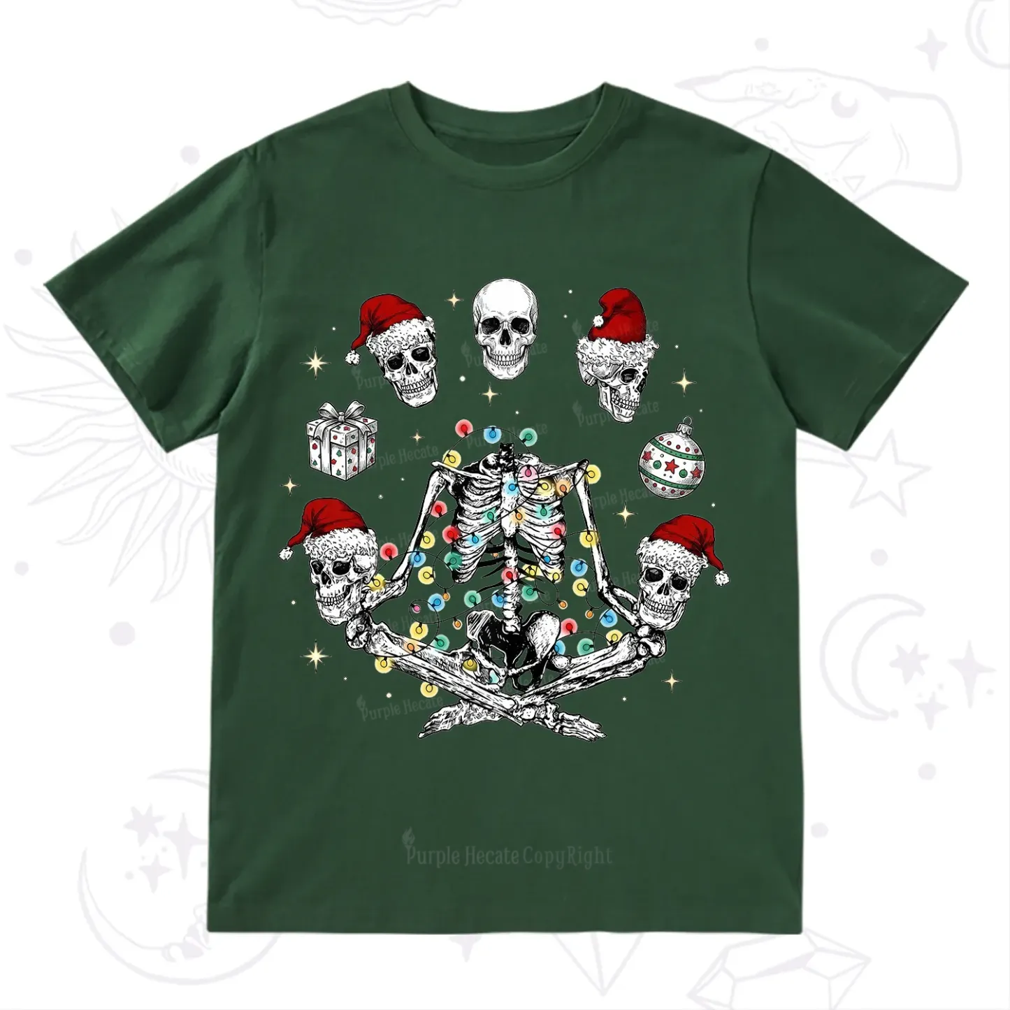 Purplehecate Skeleton Heads Christmas T-Shirt