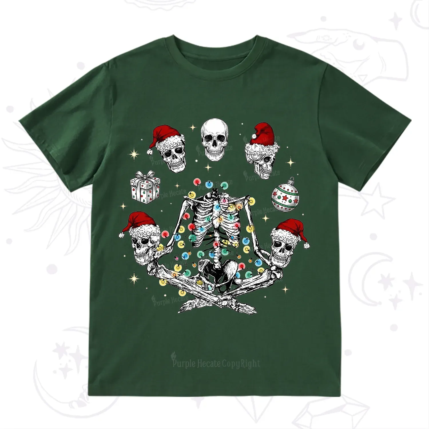 Purplehecate Skeleton Heads Christmas T-Shirt
