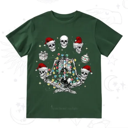Purplehecate Skeleton Heads Christmas T-Shirt