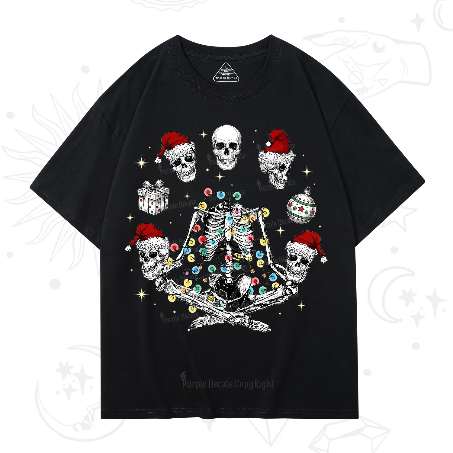 Purplehecate Skeleton Heads Christmas T-Shirt