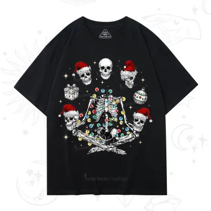 Purplehecate Skeleton Heads Christmas T-Shirt