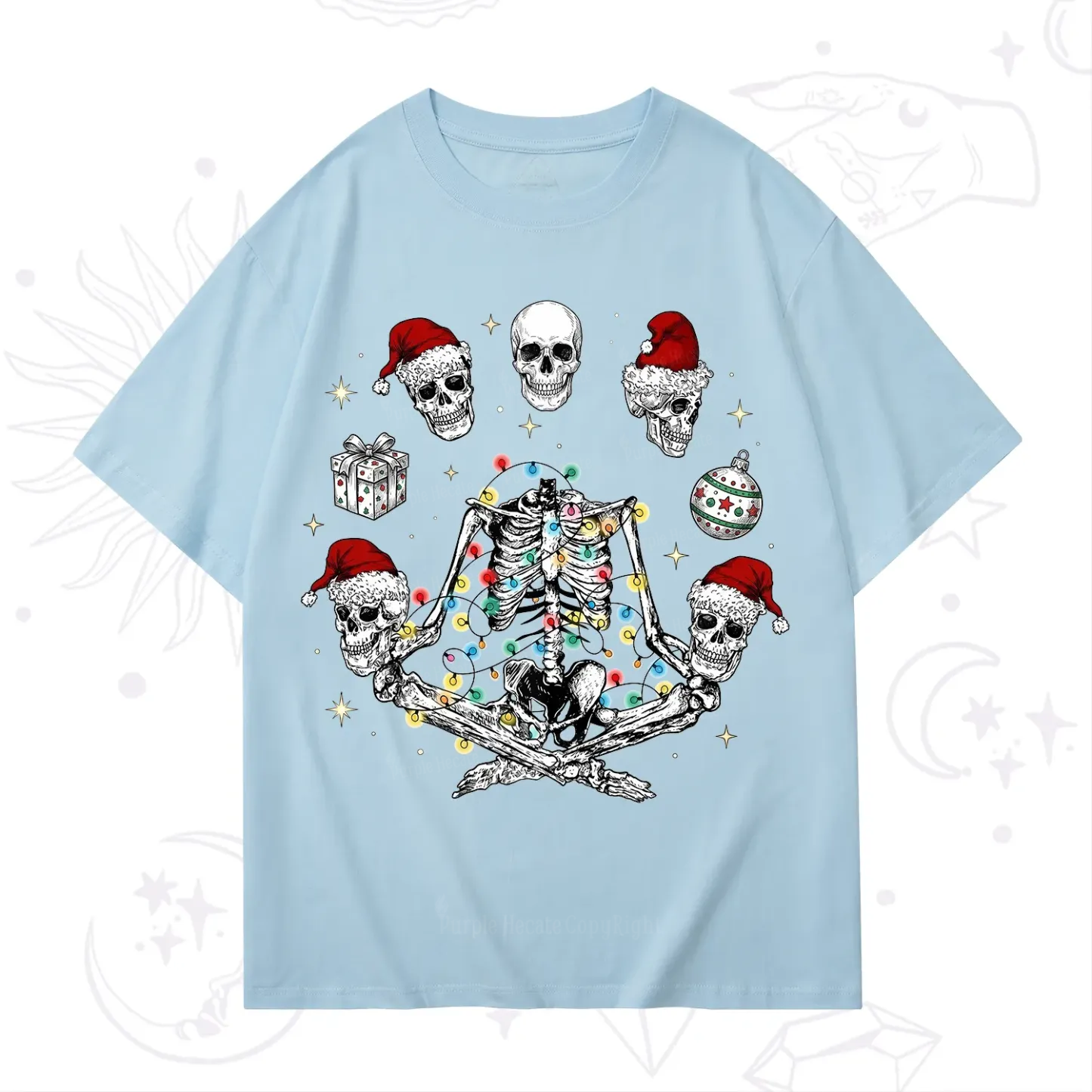 Purplehecate Skeleton Heads Christmas T-Shirt