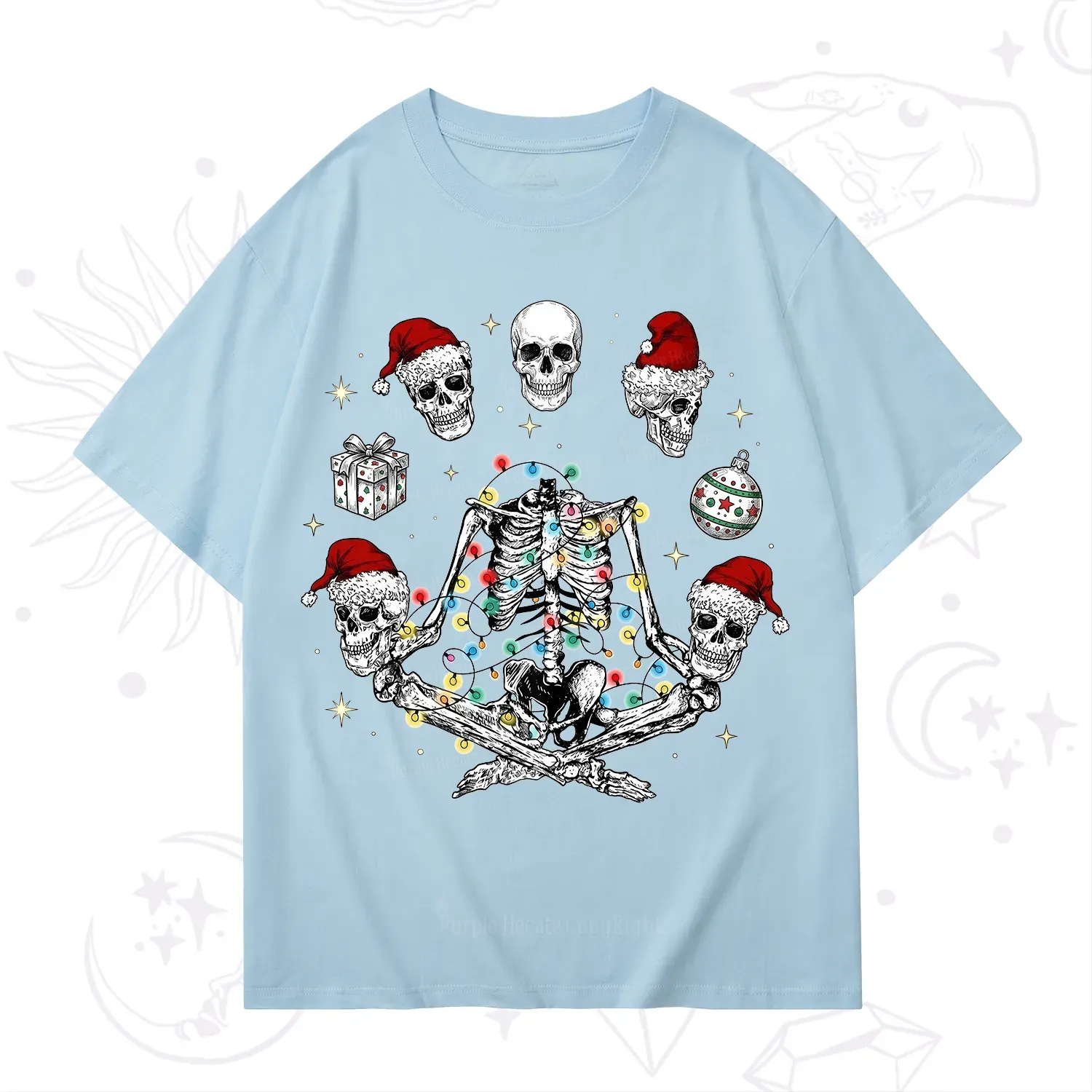 Purplehecate Skeleton Heads Christmas T-Shirt