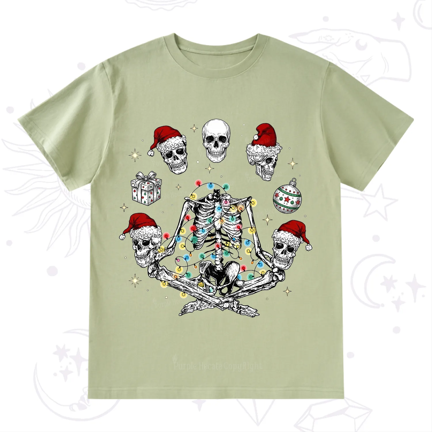 Purplehecate Skeleton Heads Christmas T-Shirt