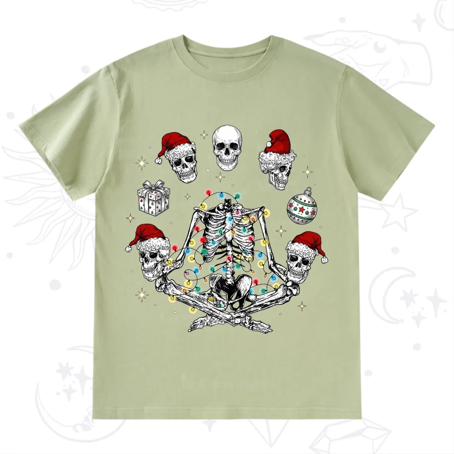 Purplehecate Skeleton Heads Christmas T-Shirt