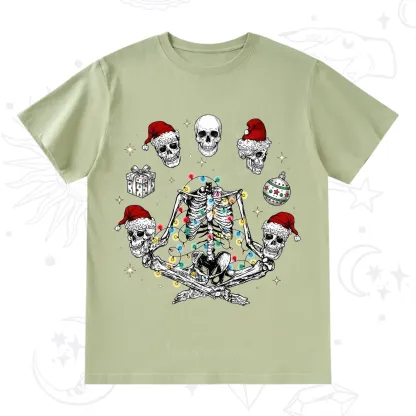 Purplehecate Skeleton Heads Christmas T-Shirt