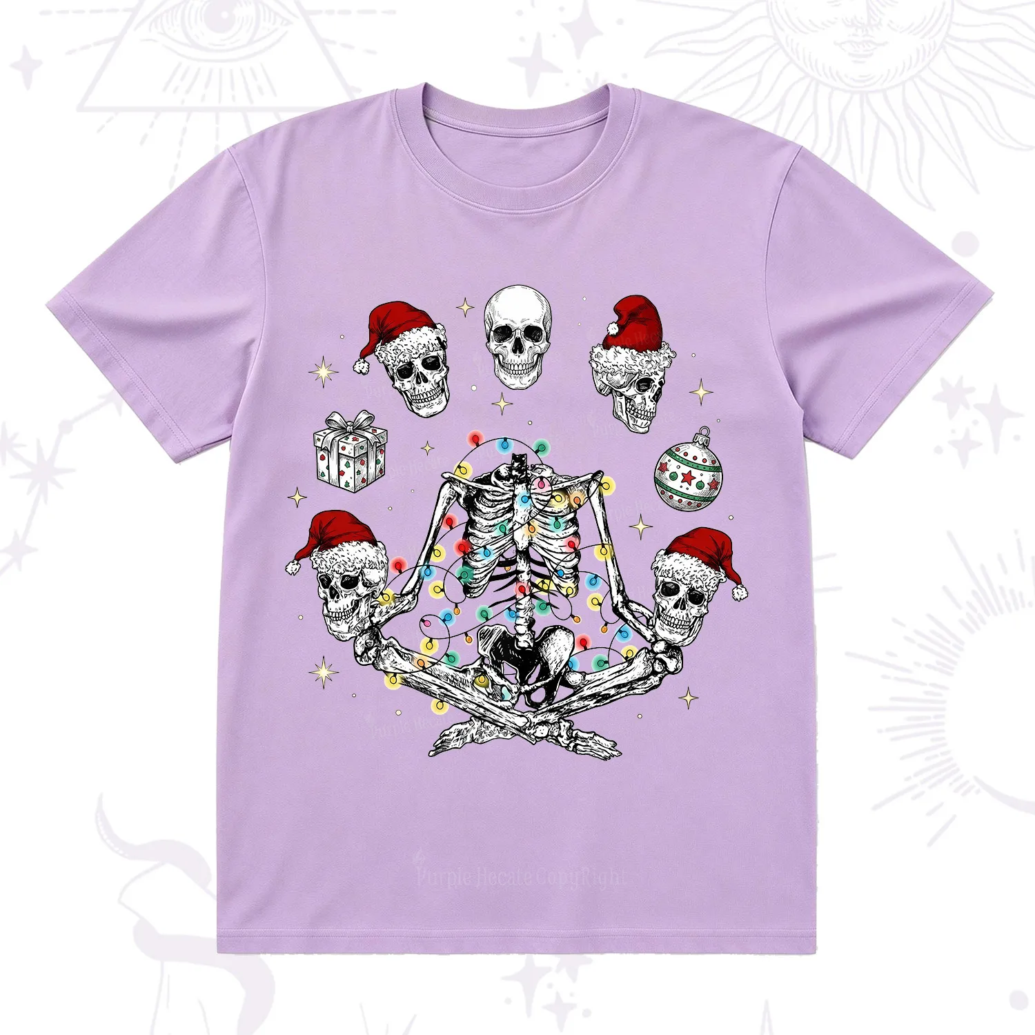 Purplehecate Skeleton Heads Christmas T-Shirt