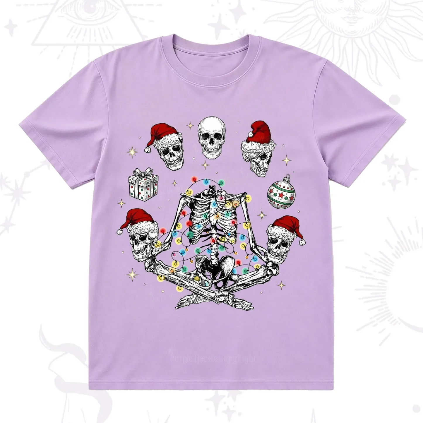 Purplehecate Skeleton Heads Christmas T-Shirt