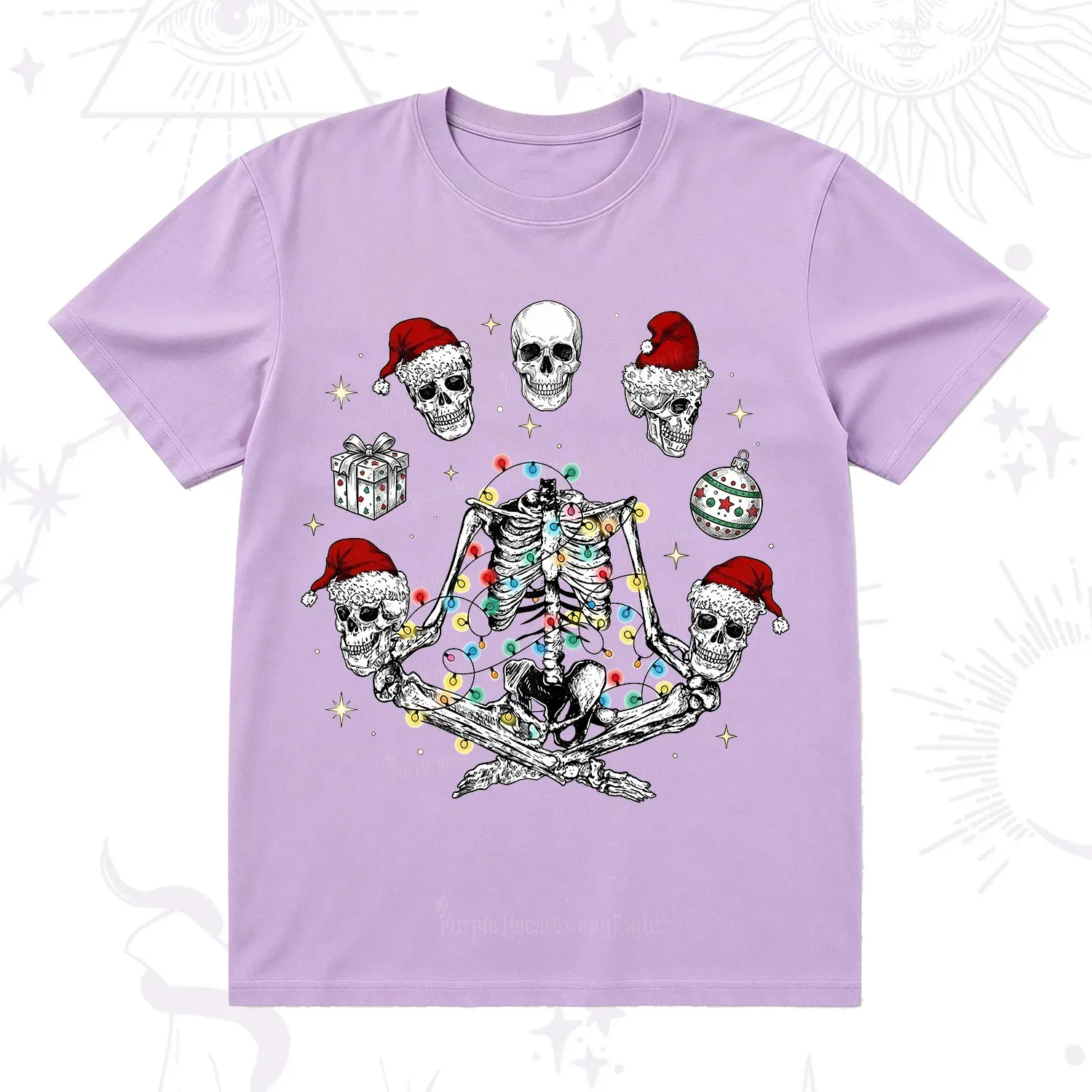 Purplehecate Skeleton Heads Christmas T-Shirt