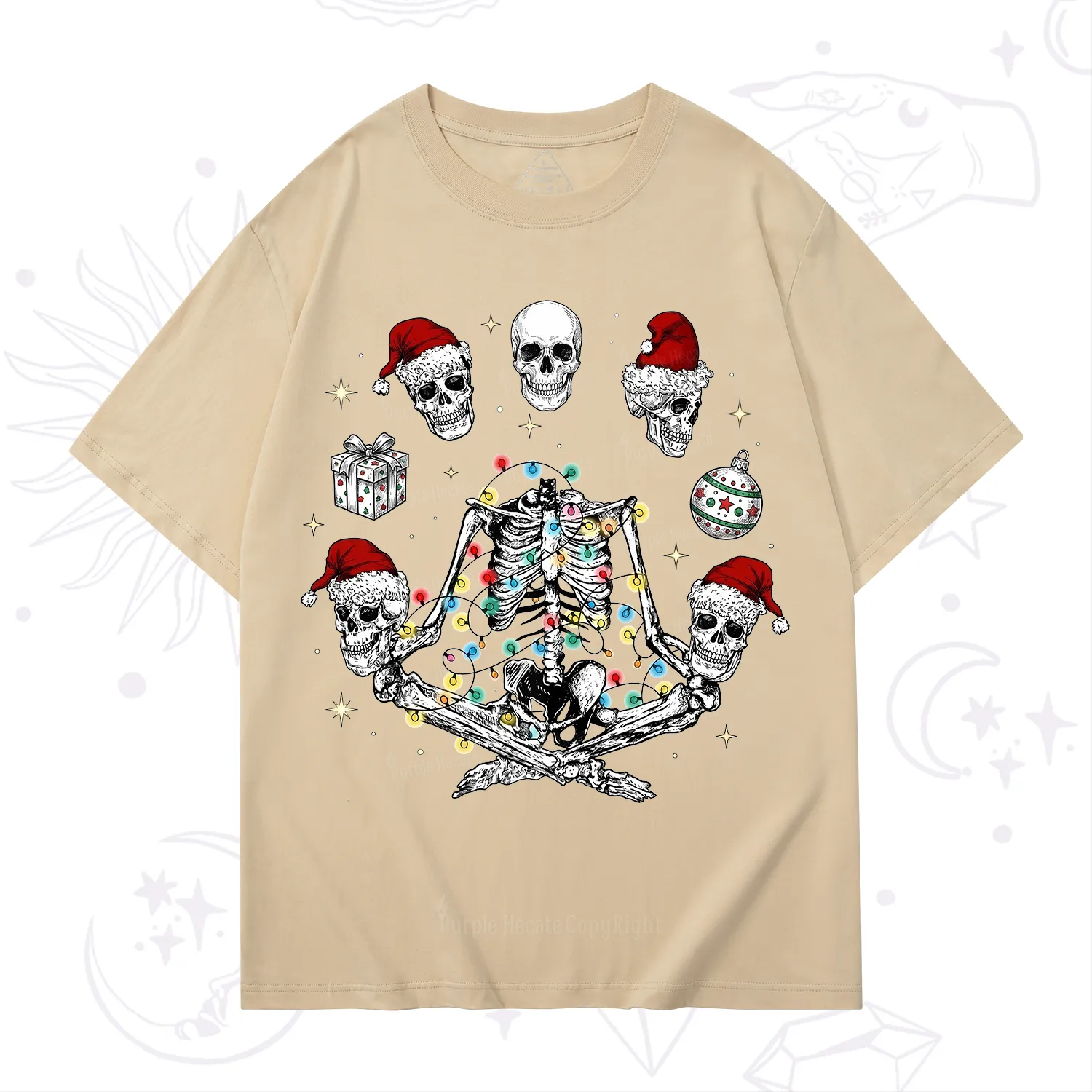 Purplehecate Skeleton Heads Christmas T-Shirt