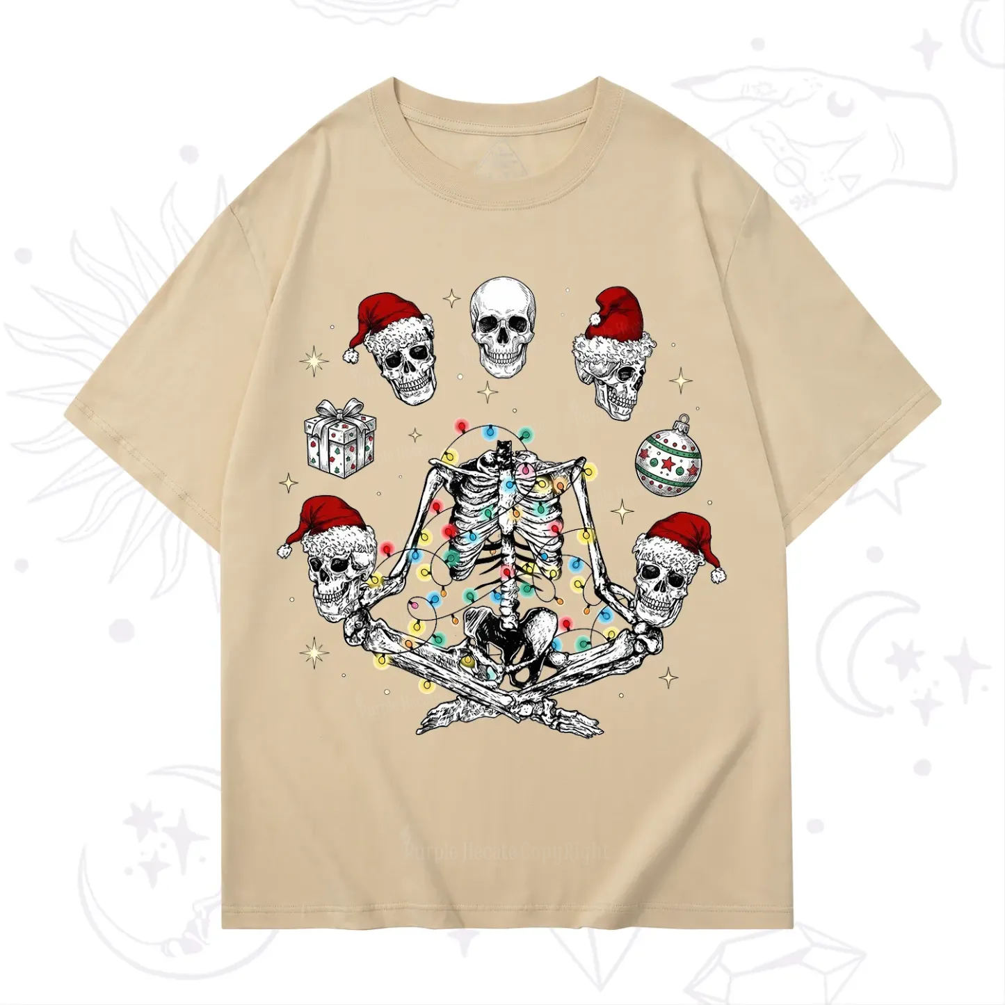 Purplehecate Skeleton Heads Christmas T-Shirt