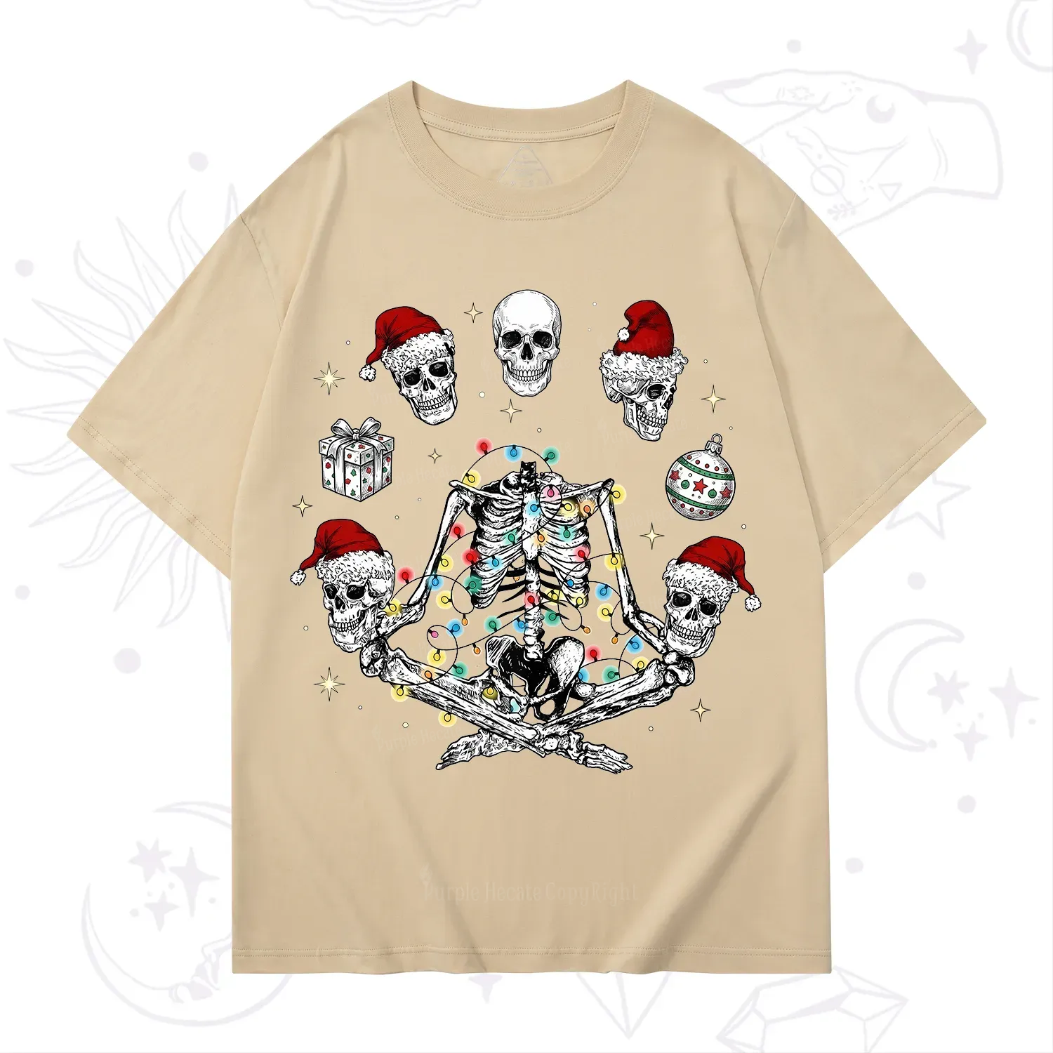 Purplehecate Skeleton Heads Christmas T-Shirt