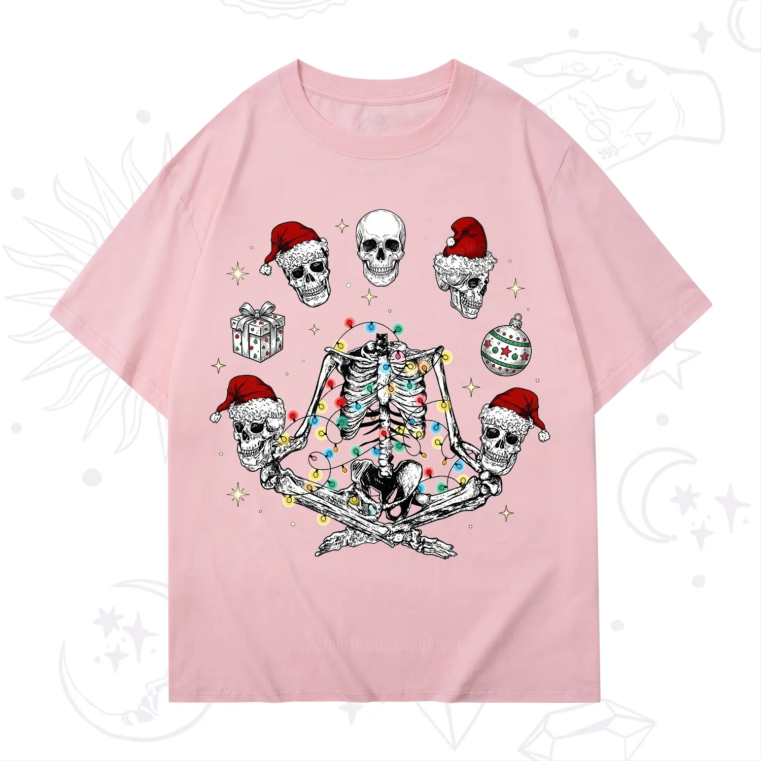Purplehecate Skeleton Heads Christmas T-Shirt