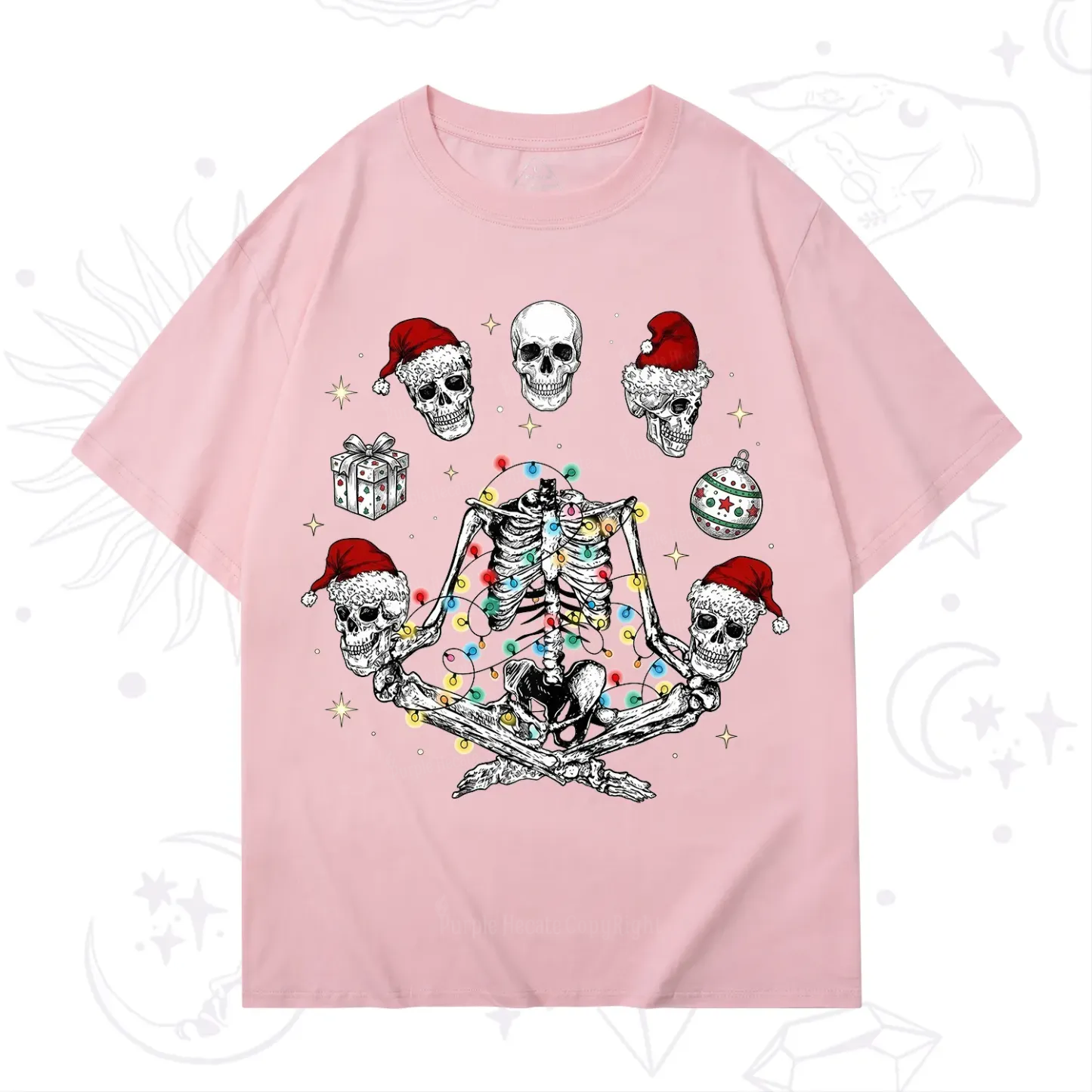 Purplehecate Skeleton Heads Christmas T-Shirt