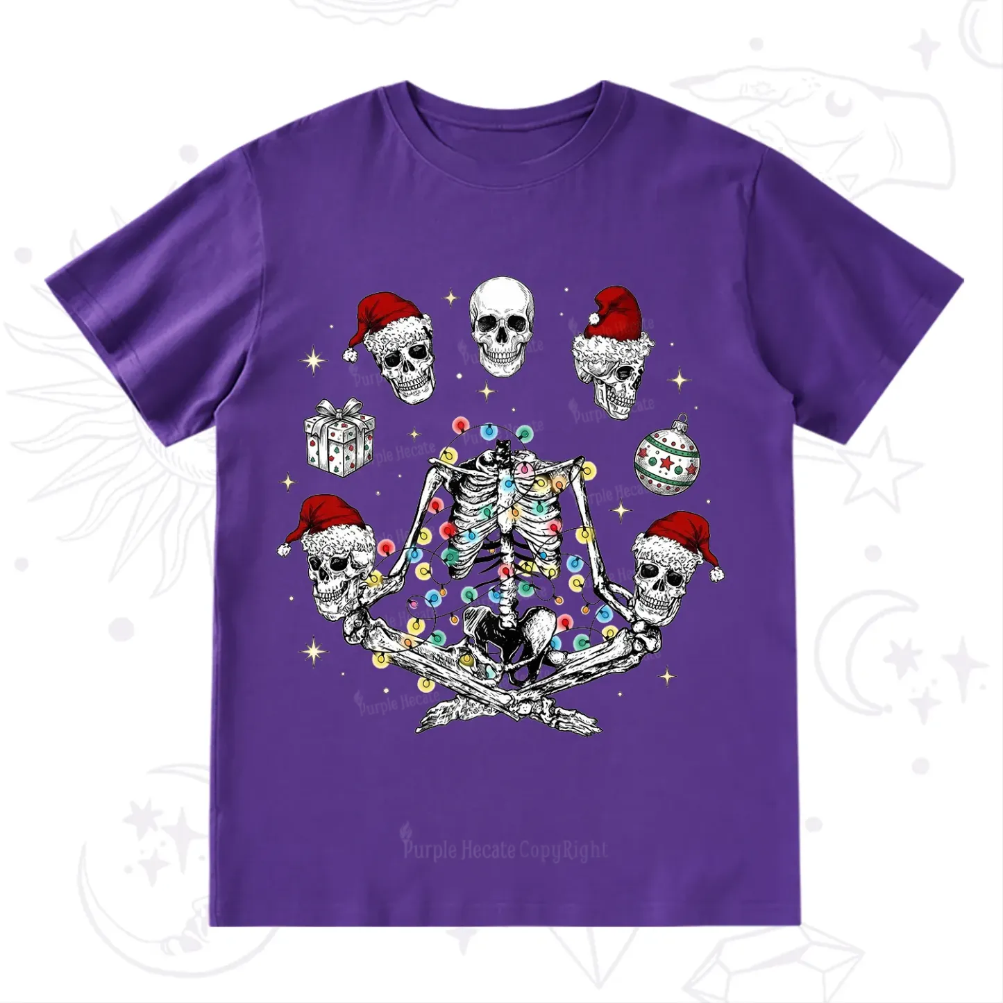 Purplehecate Skeleton Heads Christmas T-Shirt