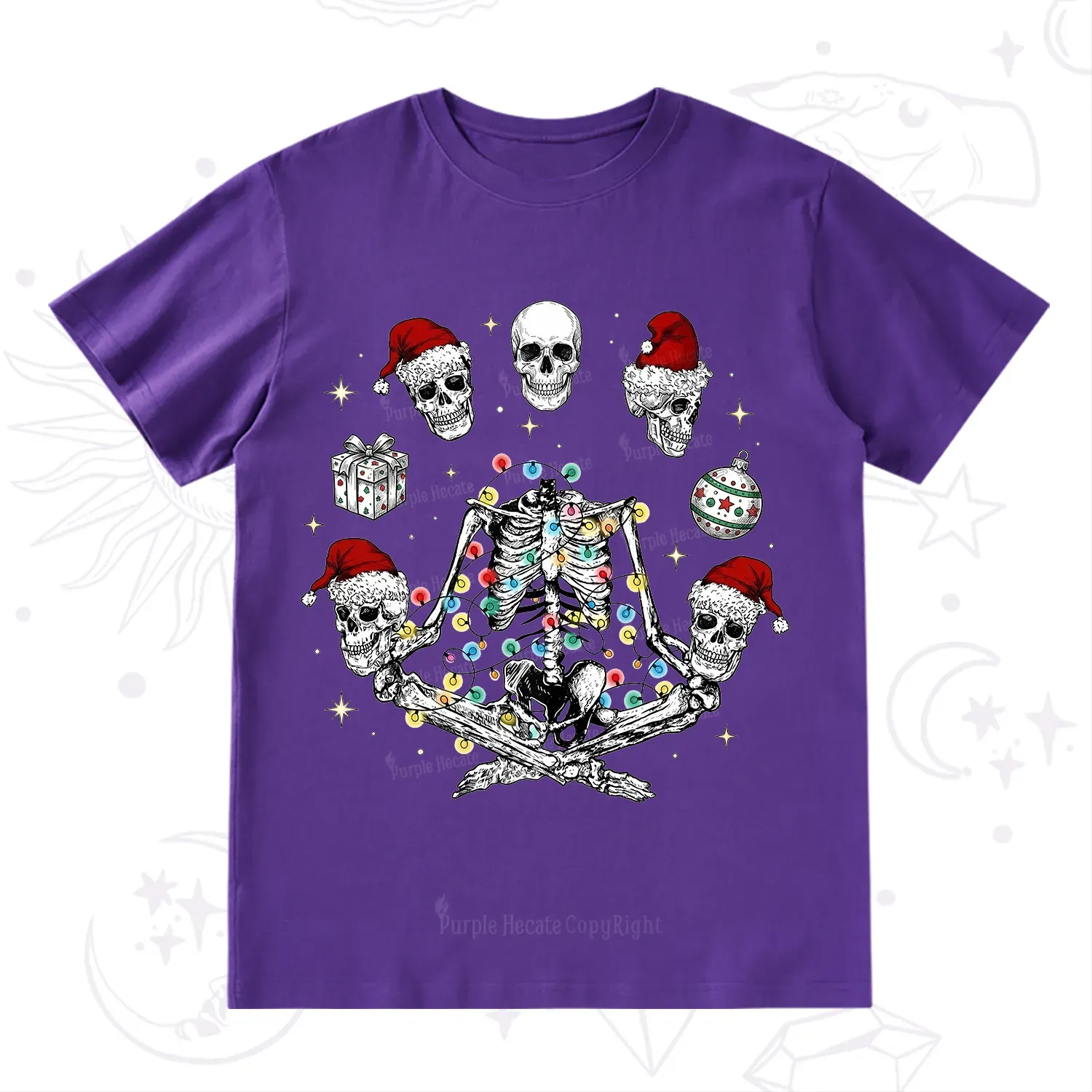 Purplehecate Skeleton Heads Christmas T-Shirt