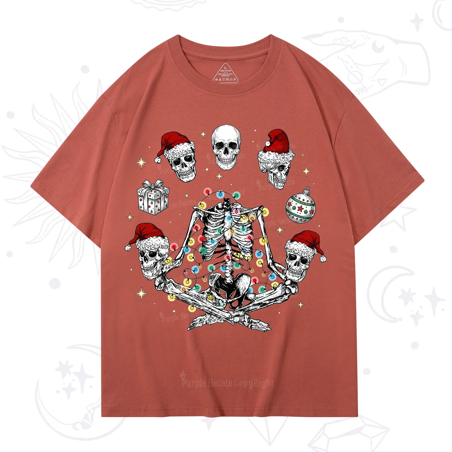 Purplehecate Skeleton Heads Christmas T-Shirt