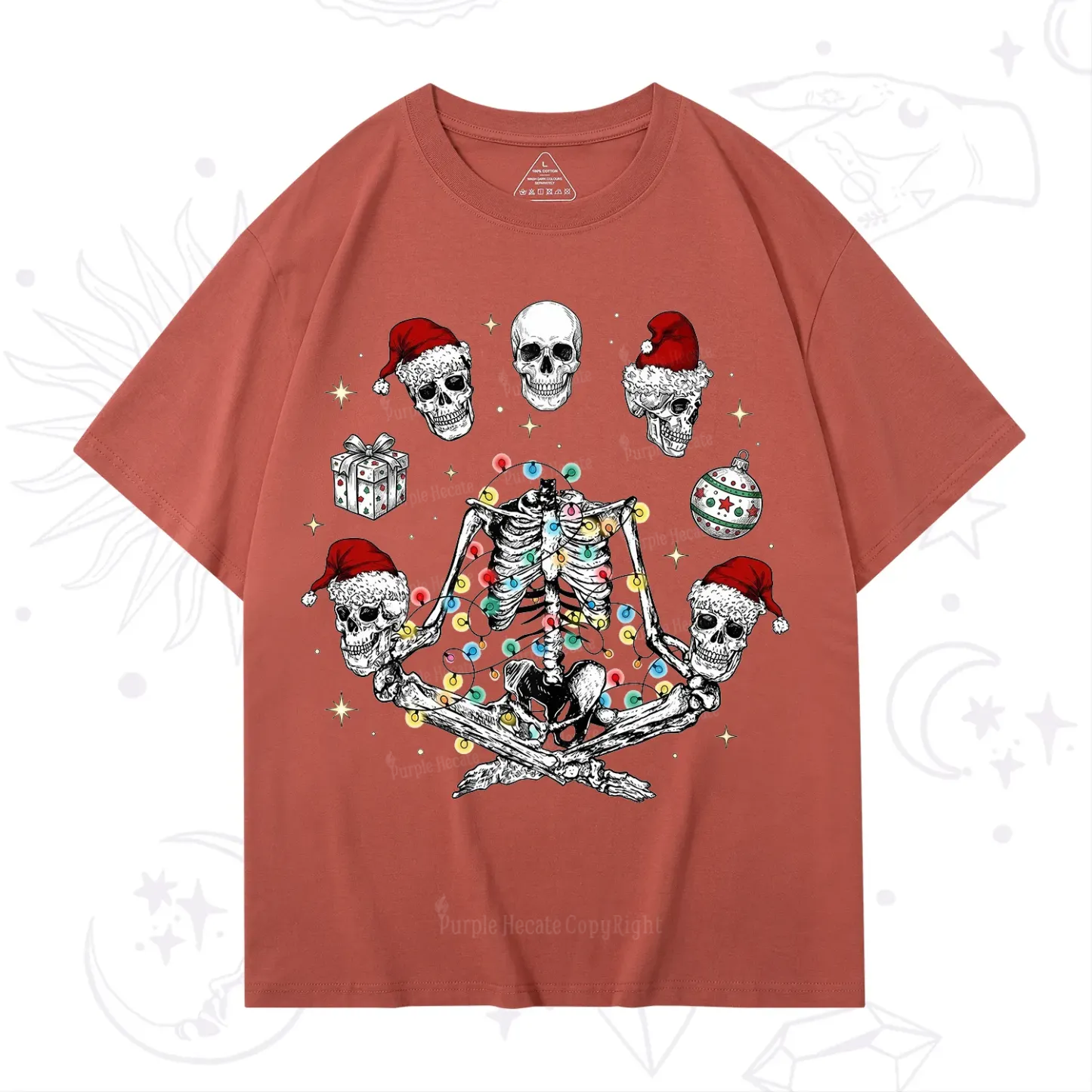Purplehecate Skeleton Heads Christmas T-Shirt