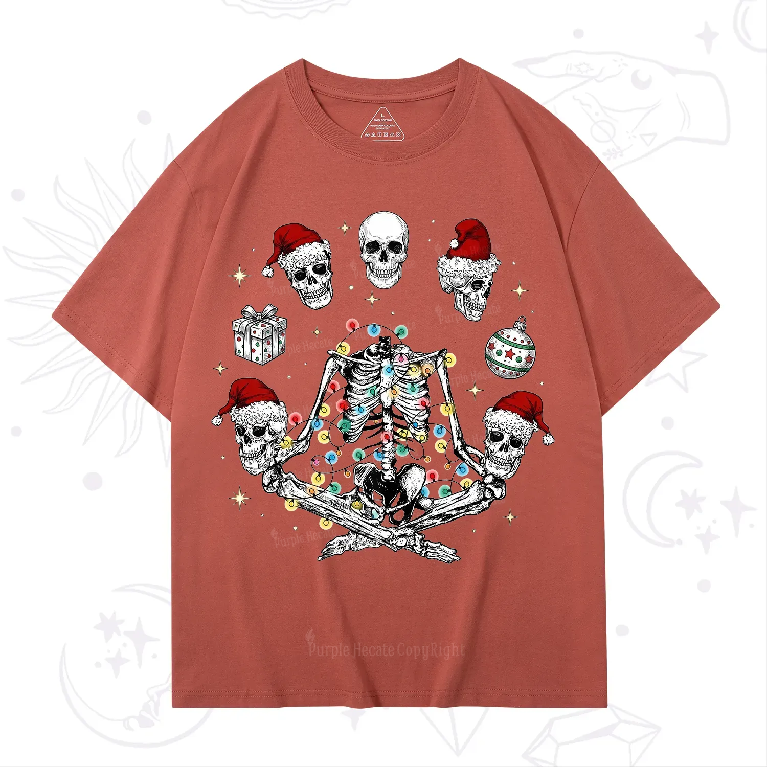 Purplehecate Skeleton Heads Christmas T-Shirt