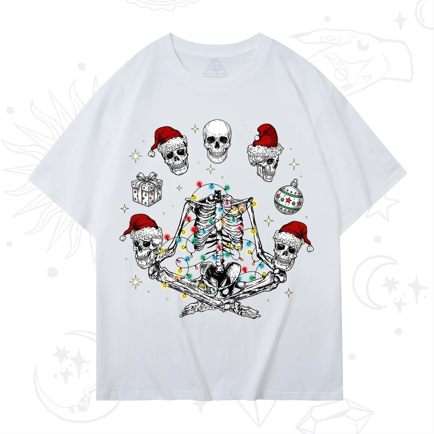 Purplehecate Skeleton Heads Christmas T-Shirt