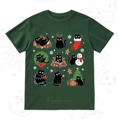 Purplehecate Christmas Black Cat T-Shirt
