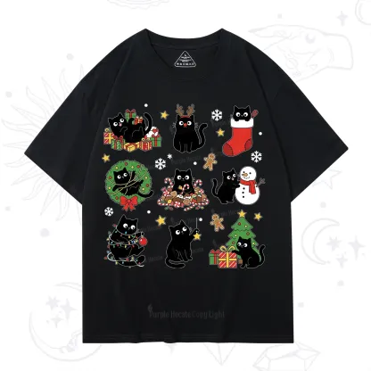 Purplehecate Christmas Black Cat T-Shirt