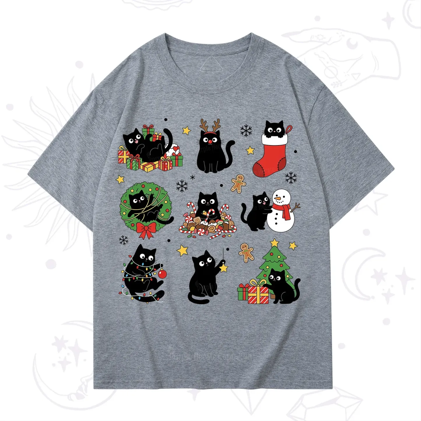 Purplehecate Christmas Black Cat T-Shirt