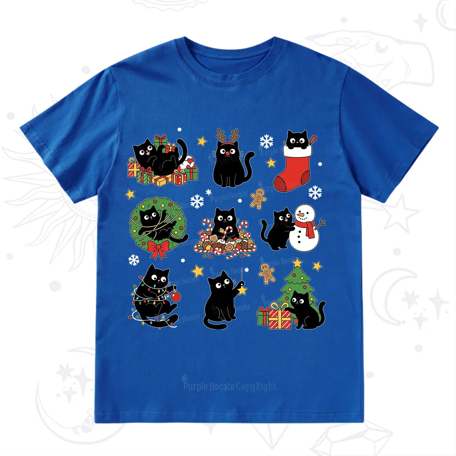 Purplehecate Christmas Black Cat T-Shirt