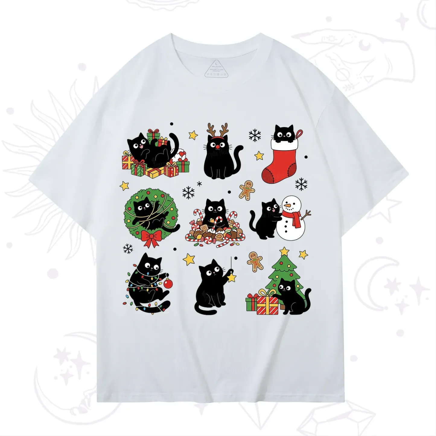 Purplehecate Christmas Black Cat T-Shirt