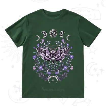 Purplehecate Gothic Mysterious Moth with Moon T-Shirt