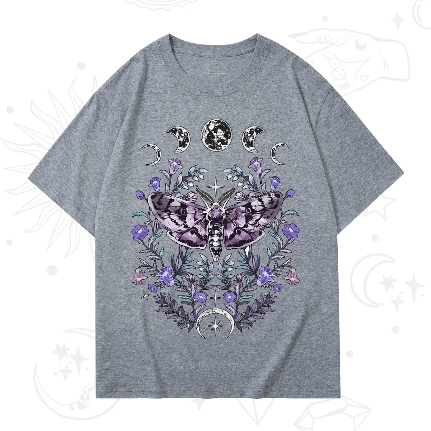 Purplehecate Gothic Mysterious Moth with Moon T-Shirt