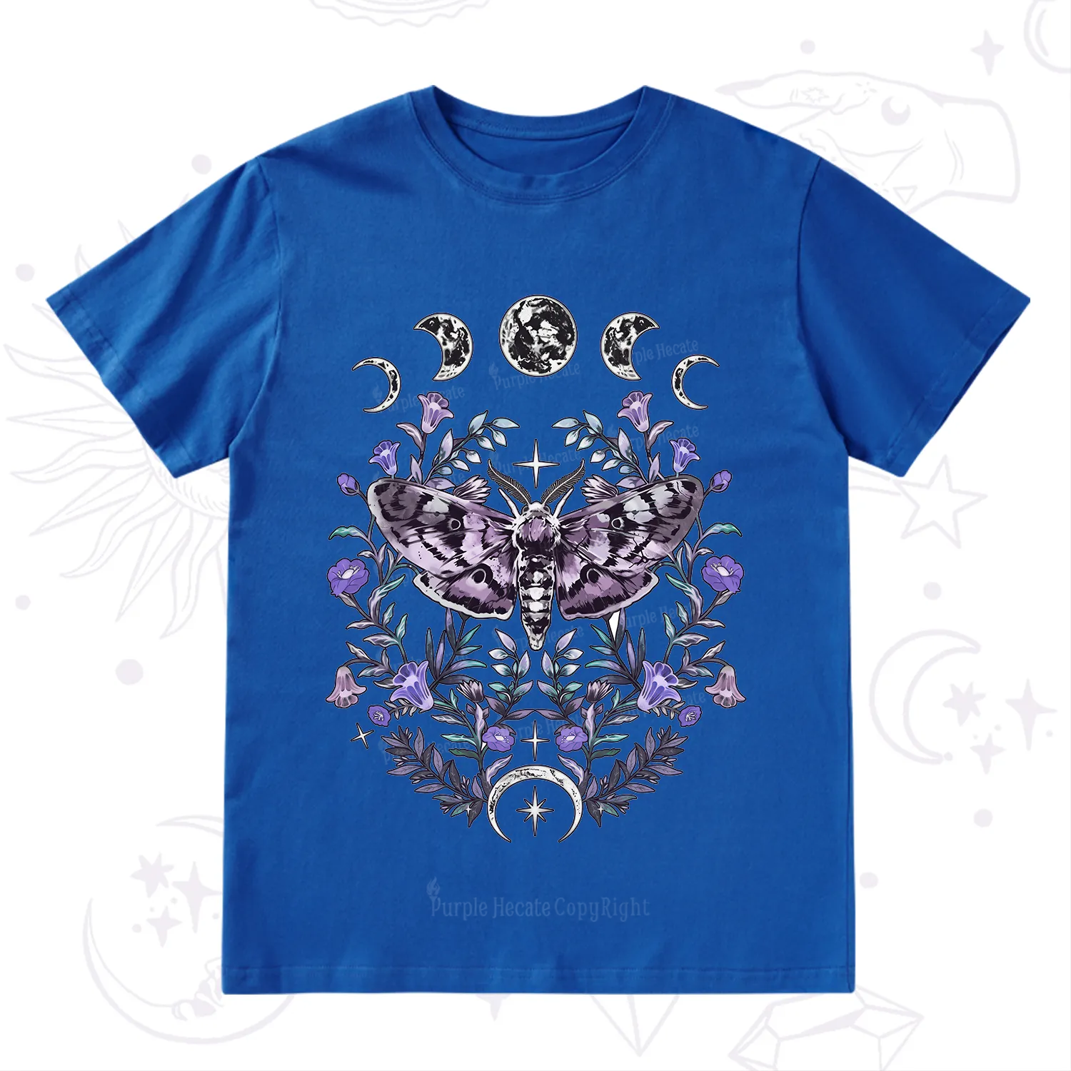 Purplehecate Gothic Mysterious Moth with Moon T-Shirt