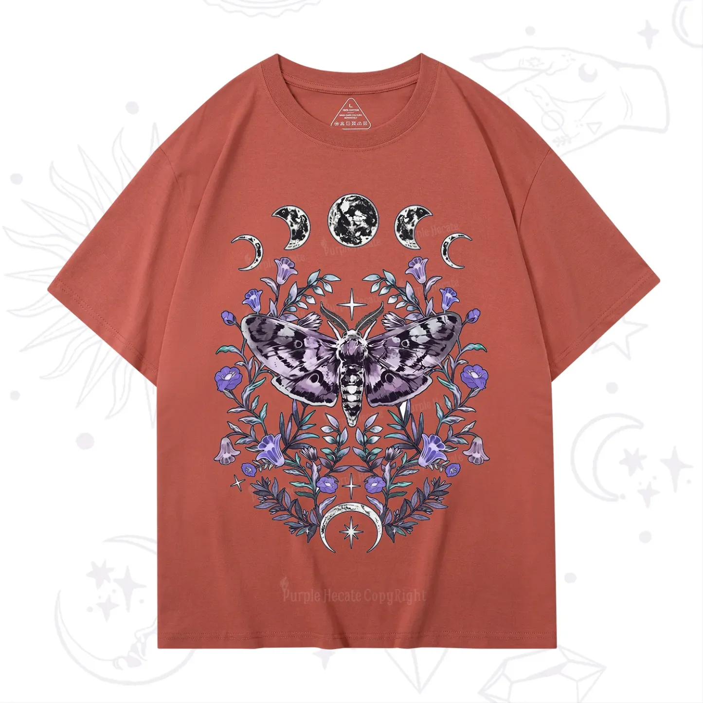 Purplehecate Gothic Mysterious Moth with Moon T-Shirt